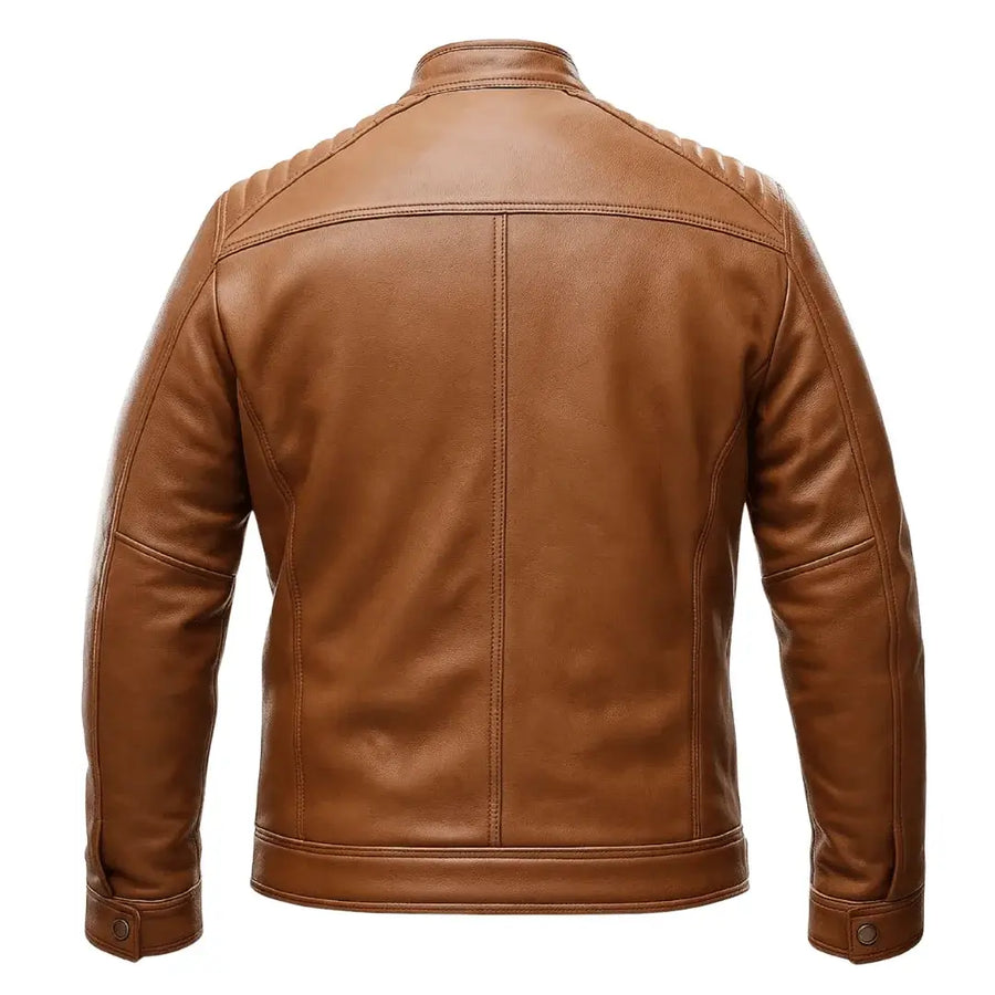 Buy Men’s Moto Tan Biker Leather Jacket – Premium Leather Outerwear