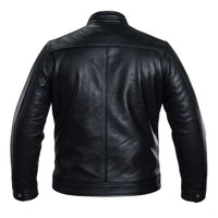 Buy Men’s Black Leather Jacket with Shoulder Pads – Rugged Protection