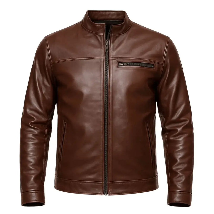 Buy Stellar Brown Leather Men’s Jacket – Premium Outerwear