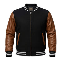 Buy Baseball Varsity Jacket with Brown Leather Sleeves – Premium Unisex Outerwear