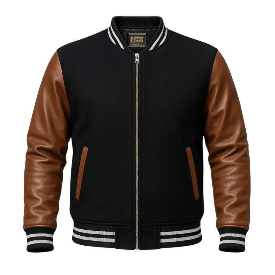 Buy Baseball Varsity Jacket with Brown Leather Sleeves – Premium Unisex Outerwear
