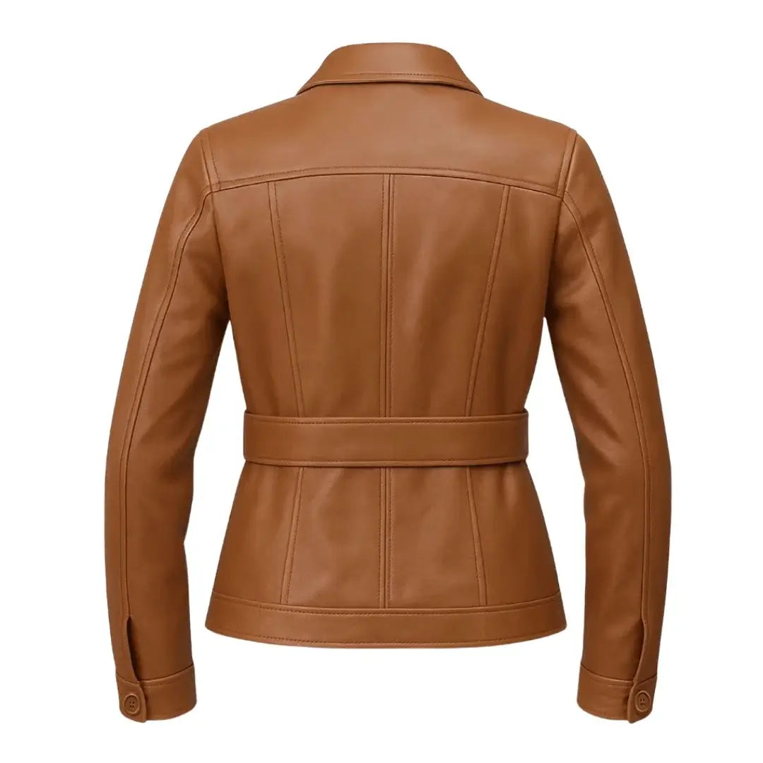 Buy Women’s Brown Leather Trench Coat – Classic Longline Design