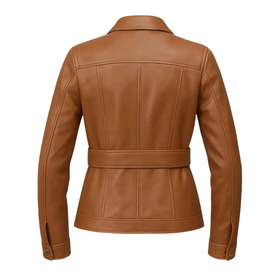 Buy Women’s Brown Leather Trench Coat – Classic Longline Design