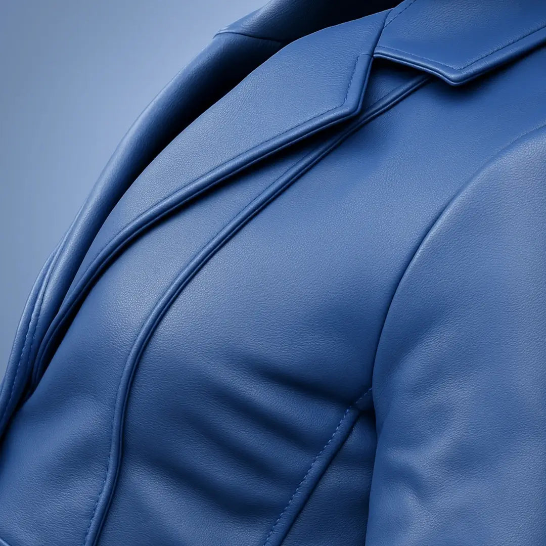Buy Blue Trench Real Leather Coat for Women – Genuine Leather Long Trench