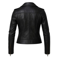 Women's Black Leather Biker Jacket – Genuine Leather | Mohana Jackets