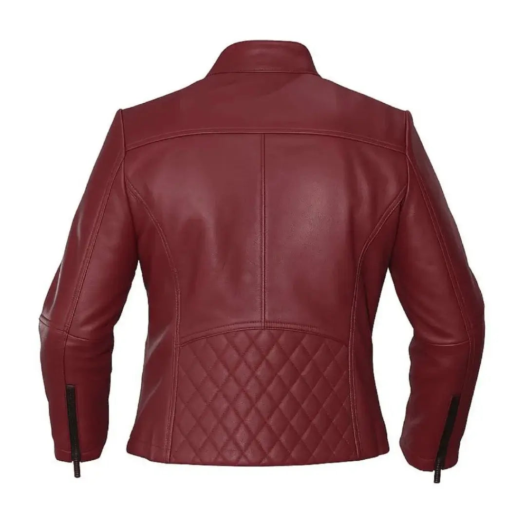 Buy Maroon Women Biker Leather Jacket – Premium Leather Outerwear