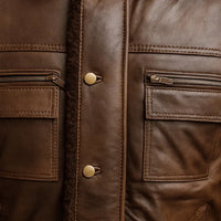 Buy Men Cowhide Coat Vintage Men Leather Jacket – Genuine Leather Bomber