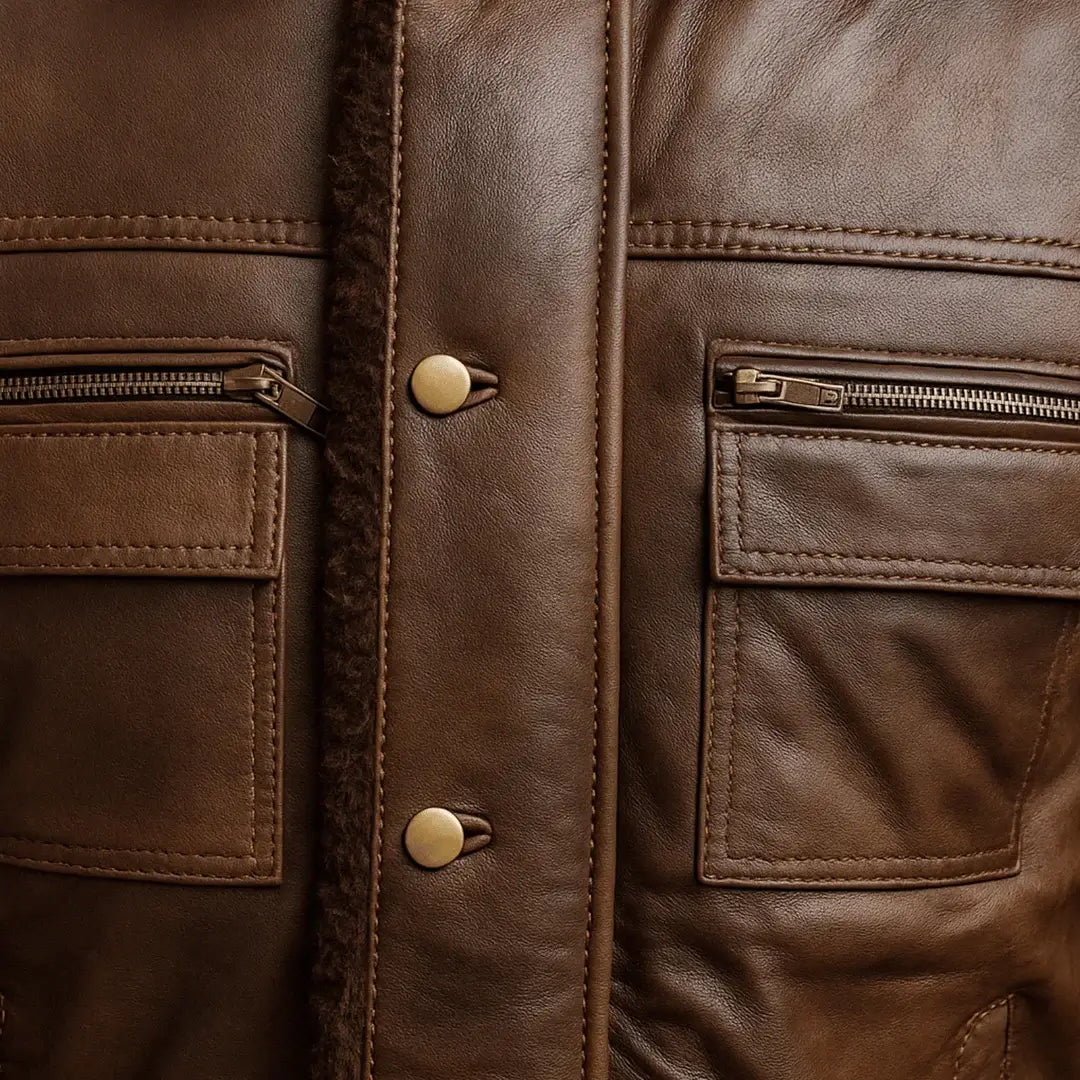 Buy Men Cowhide Coat Vintage Men Leather Jacket – Genuine Leather Bomber