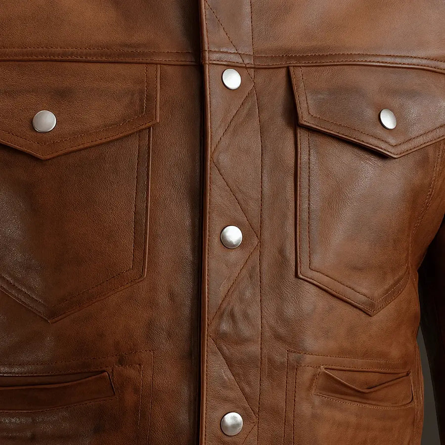 Buy Men Brown Vintage Leather Trucker Jacket – Genuine Leather