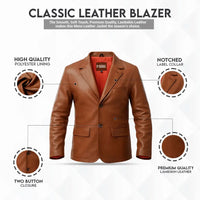 Buy Brown Leather Jacket – Premium Leather Blazer for Men
