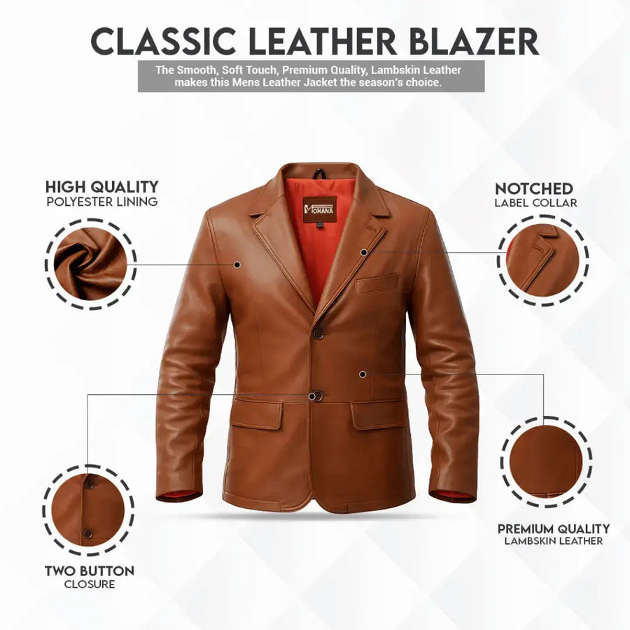 Buy Brown Leather Jacket – Premium Leather Blazer for Men
