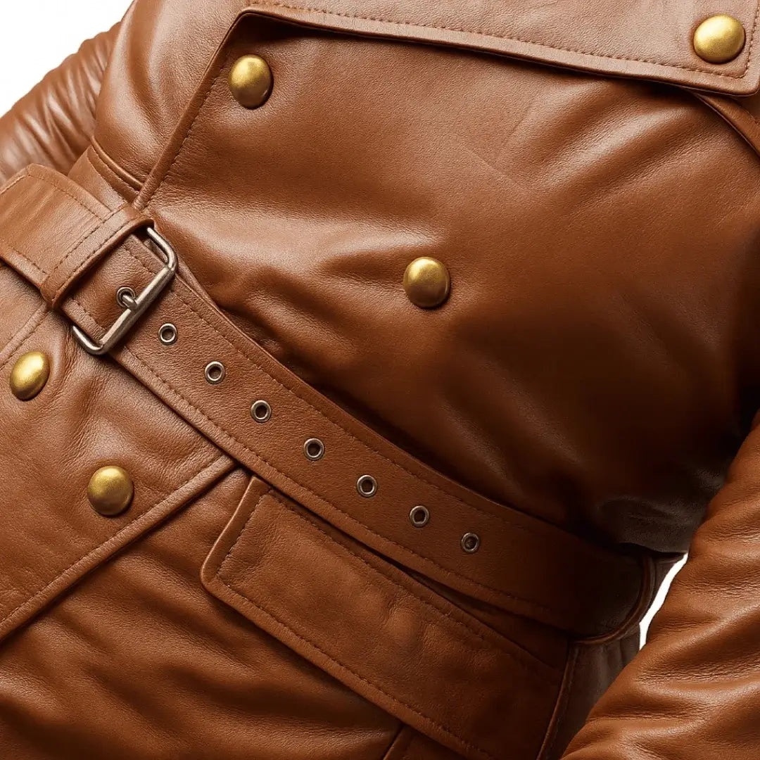 Buy Men’s Winter Trench Coat Sheep Leather – Full Length Brown Overcoat