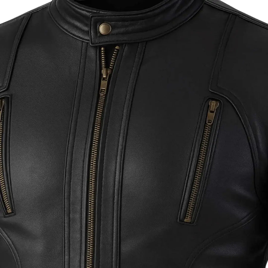 Buy Black Café Racer Leather Jacket – Premium Men’s Biker Outerwear
