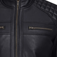 Buy Men’s Black Leather Jacket with Shoulder Pads – Rugged Protection