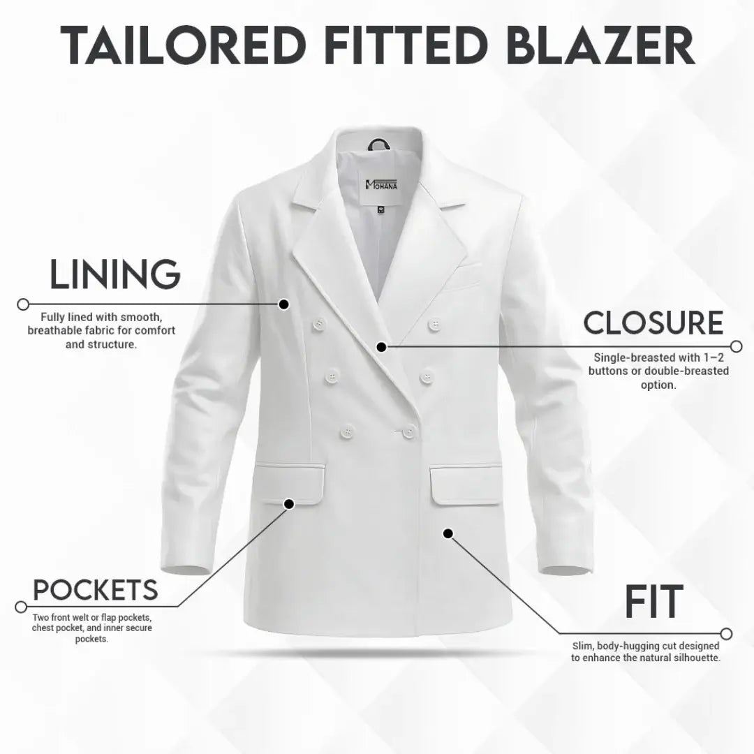 Buy Women Casual Double Breasted Blazer – Slim Fit White Suit Coat