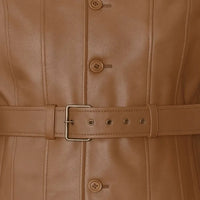 Buy Women’s Brown Leather Trench Coat – Classic Longline Design