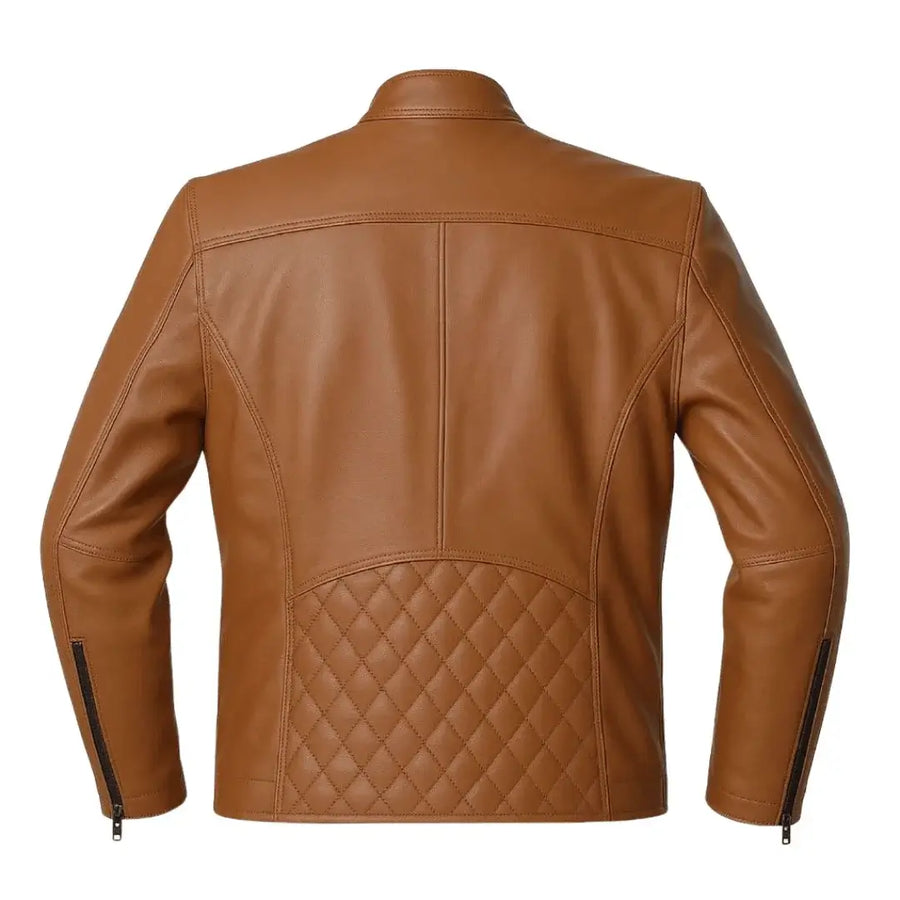 Buy Men’s Racer Brown Leather Jacket – Sleek Design, Premium Craftsmanship