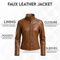Buy Women's Brown Bomber Leather Biker Jacket – Genuine Leather
