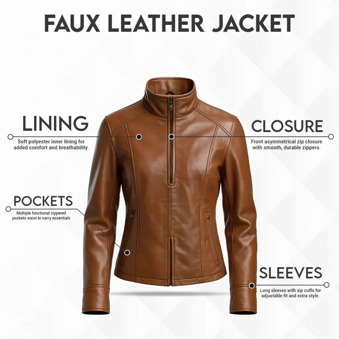 Buy Women's Brown Bomber Leather Biker Jacket – Genuine Leather