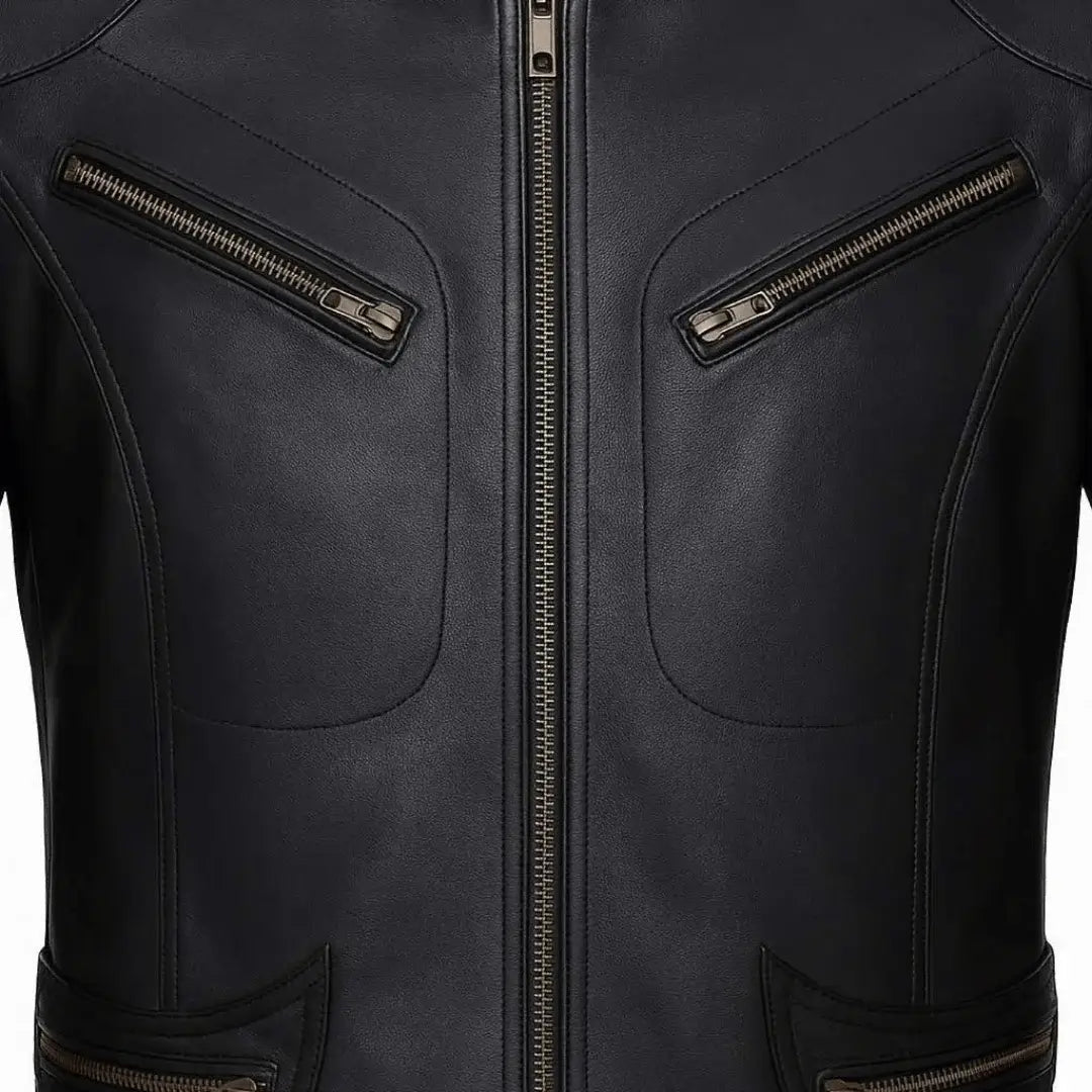 Buy Genuine Leather Men’s Moto Jacket Black – Rugged Road-Ready