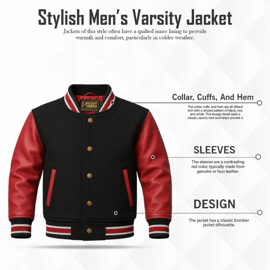 Buy Letterman Leather Red Jacket – Premium Unisex Varsity Outerwear