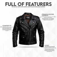 Buy Men Black Motorcycle Leather Jacket – Genuine Leather Biker Jacket