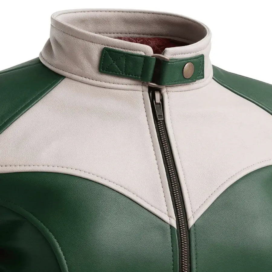 Buy Green Leather Biker Jacket – Premium Unisex Motorcycle Jacket