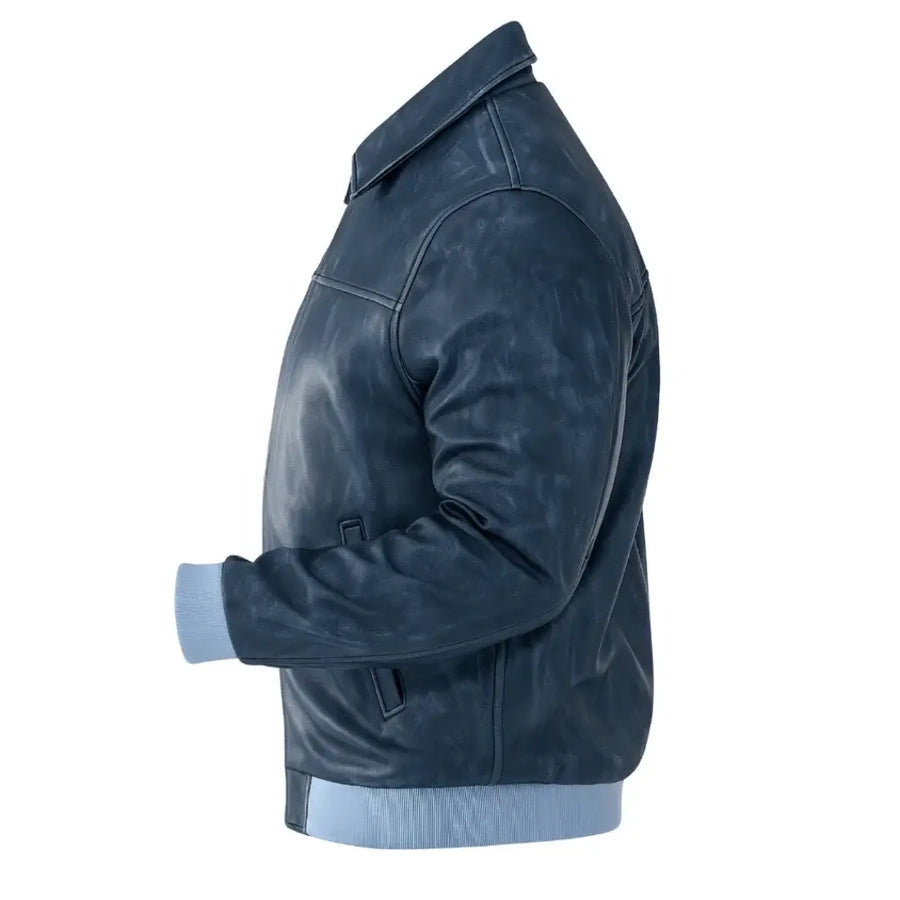 Buy Ferrari Blue Sheep Leather Jacket Men & Women – Unisex Sheep Bomber Jacket