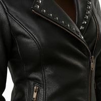 Buy Women’s Lapel Zipper Leather Jacket – Punk Rivet Jacket