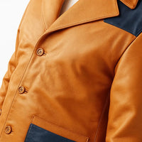 Buy Men’s Western Leather Blazer – Genuine Brown & Blue Leather Jacket