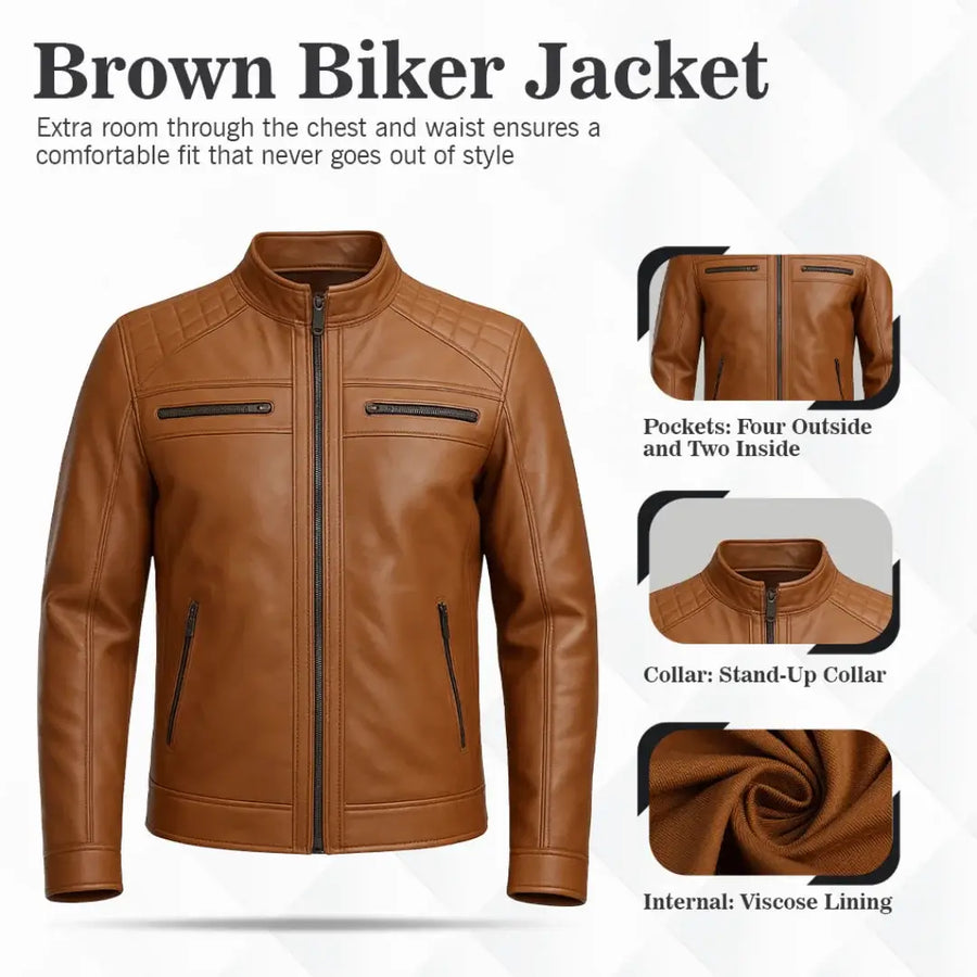 Buy Bike Racer Brown Leather Jacket – Premium Biker Outerwear