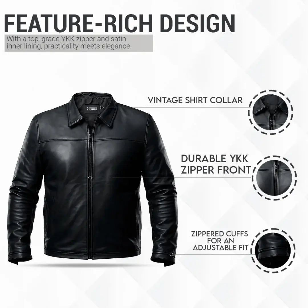 Buy Alpha Black Leather Motorcycle Jacket with Armor for Men – 4 Season Riding Jacket