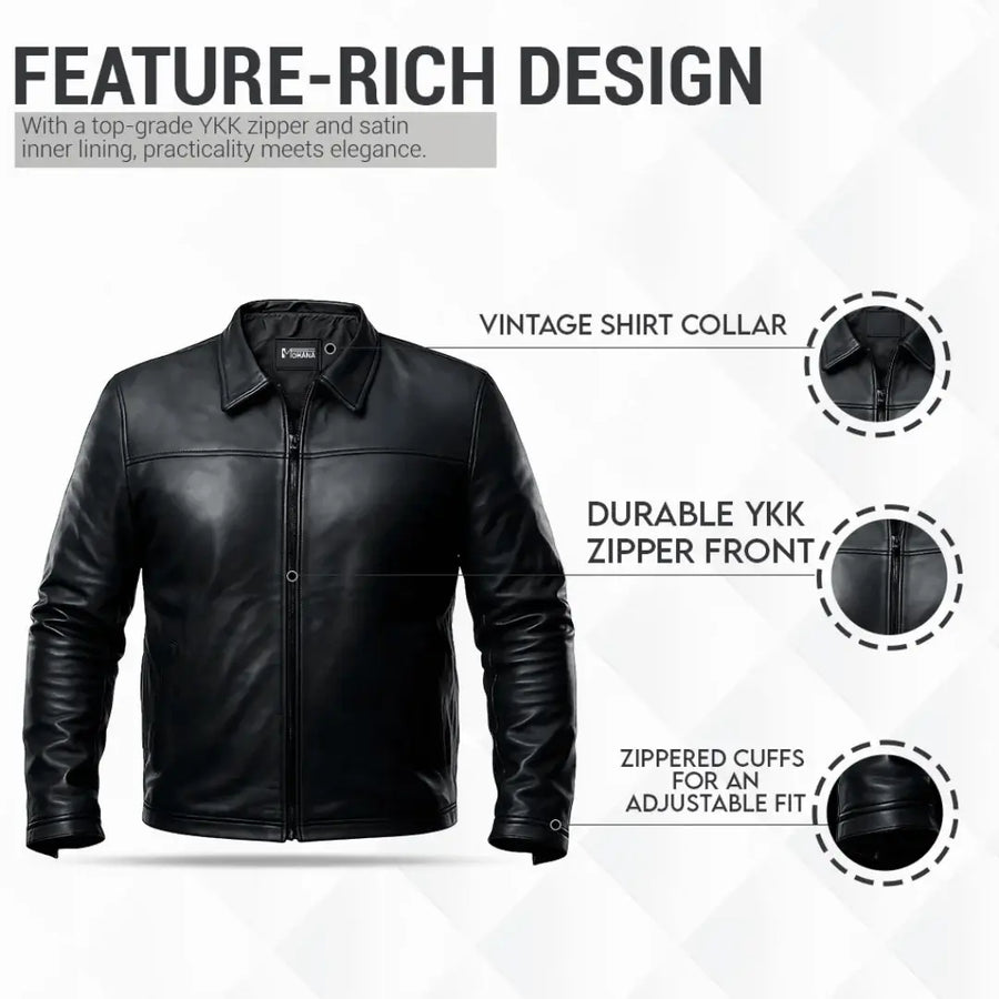 Buy Alpha Black Leather Motorcycle Jacket with Armor for Men – 4 Season Riding Jacket