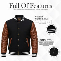 Buy Men’s Letterman Varsity Jacket with Brown Sleeves – Premium Leather Sleeves