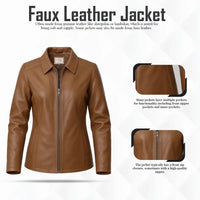 Buy Women’s Tan Leather Zipper Jacket – Tailored Fit, Premium Leather