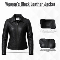 Buy Women Racer Black Leather Jacket – Premium Leather