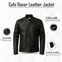 Buy Genuine Leather Men’s Biker Jacket with Shoulder Paddings & Zipper – Premium Ride-Ready