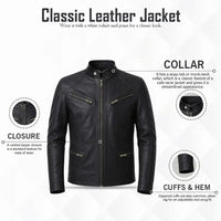 Buy Genuine Leather Men’s Moto Jacket Black – Rugged Road-Ready