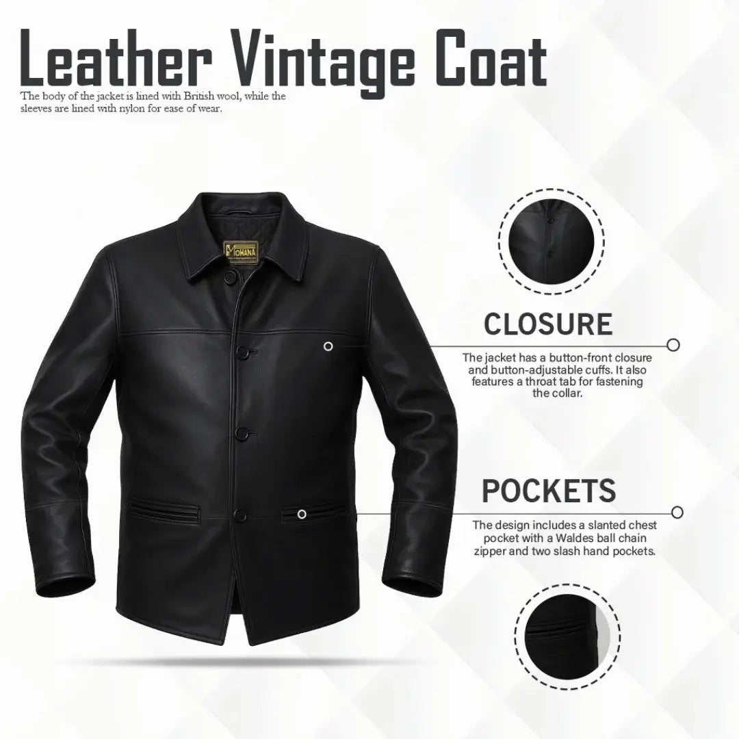Buy Men’s Leather Black Jacket – Premium Classic Outerwear