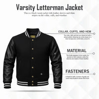 Buy Black Varsity Letterman Jacket – Premium Unisex Leather Outerwear