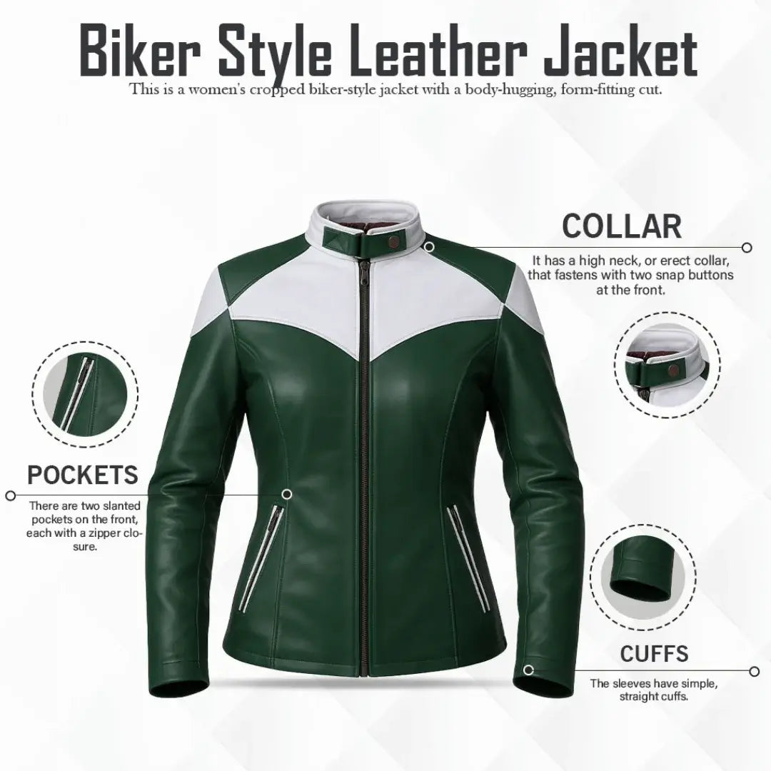 Buy Green Leather Biker Jacket – Premium Unisex Motorcycle Jacket