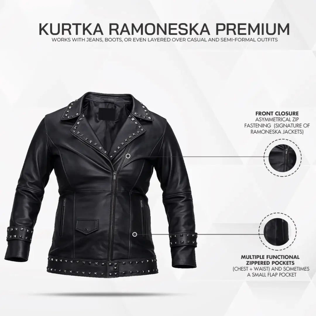 Buy Women’s Lapel Zipper Leather Jacket – Punk Rivet Jacket