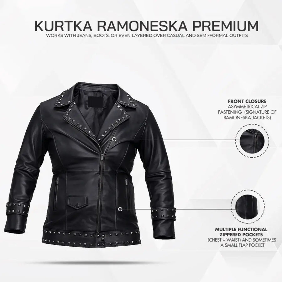 Buy Women’s Lapel Zipper Leather Jacket – Punk Rivet Jacket