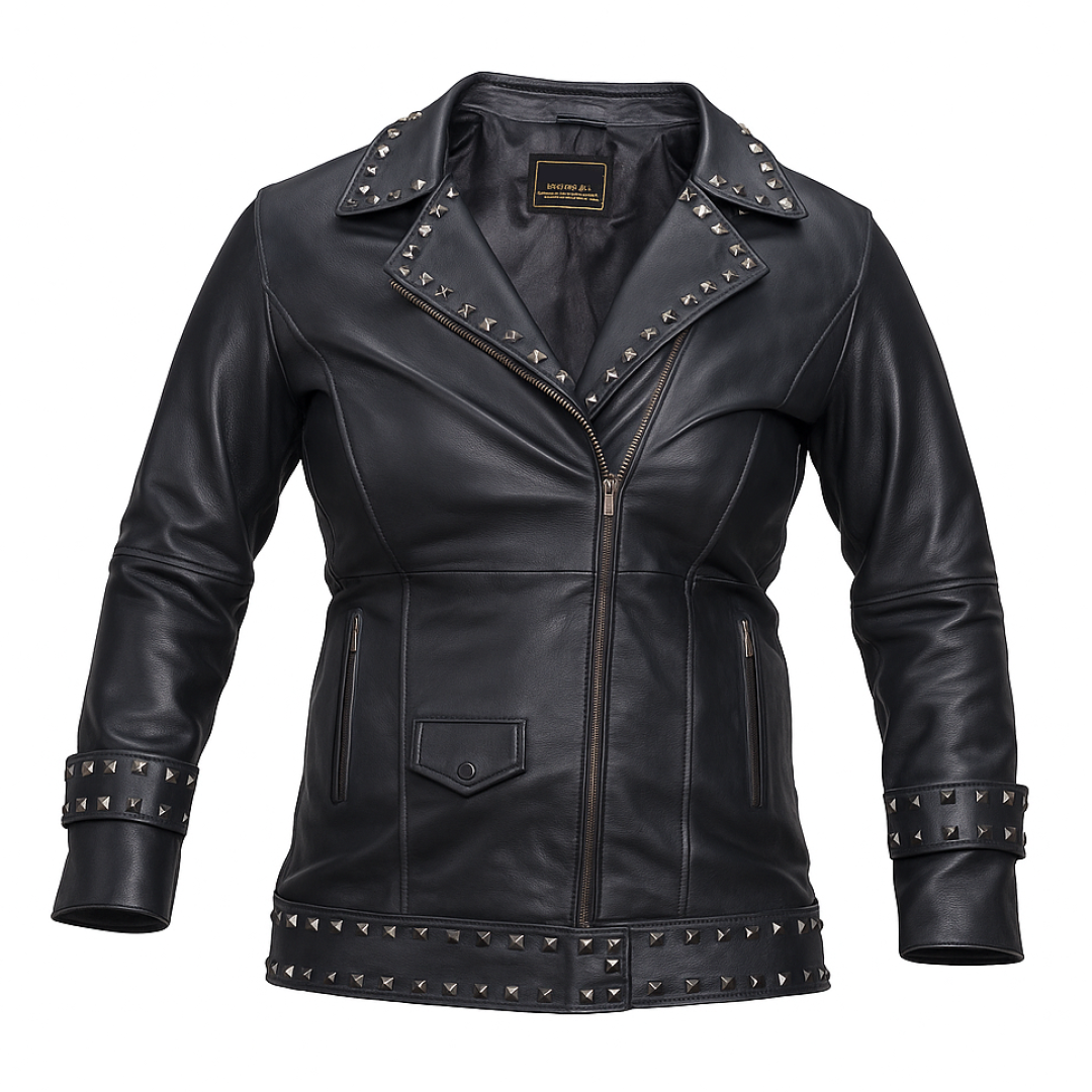 Buy Women’s Lapel Zipper Leather Jacket – Punk Rivet Jacket