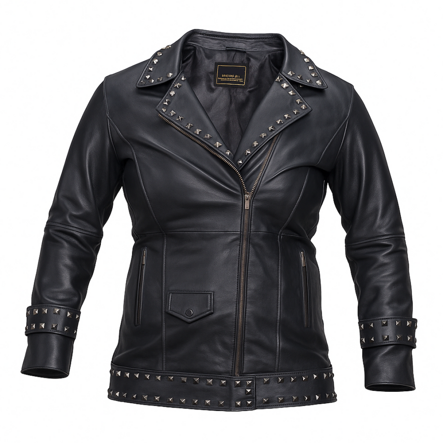 Buy Women’s Lapel Zipper Leather Jacket – Punk Rivet Jacket