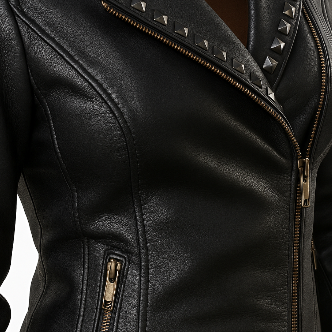 Buy Women’s Lapel Zipper Leather Jacket – Punk Rivet Jacket