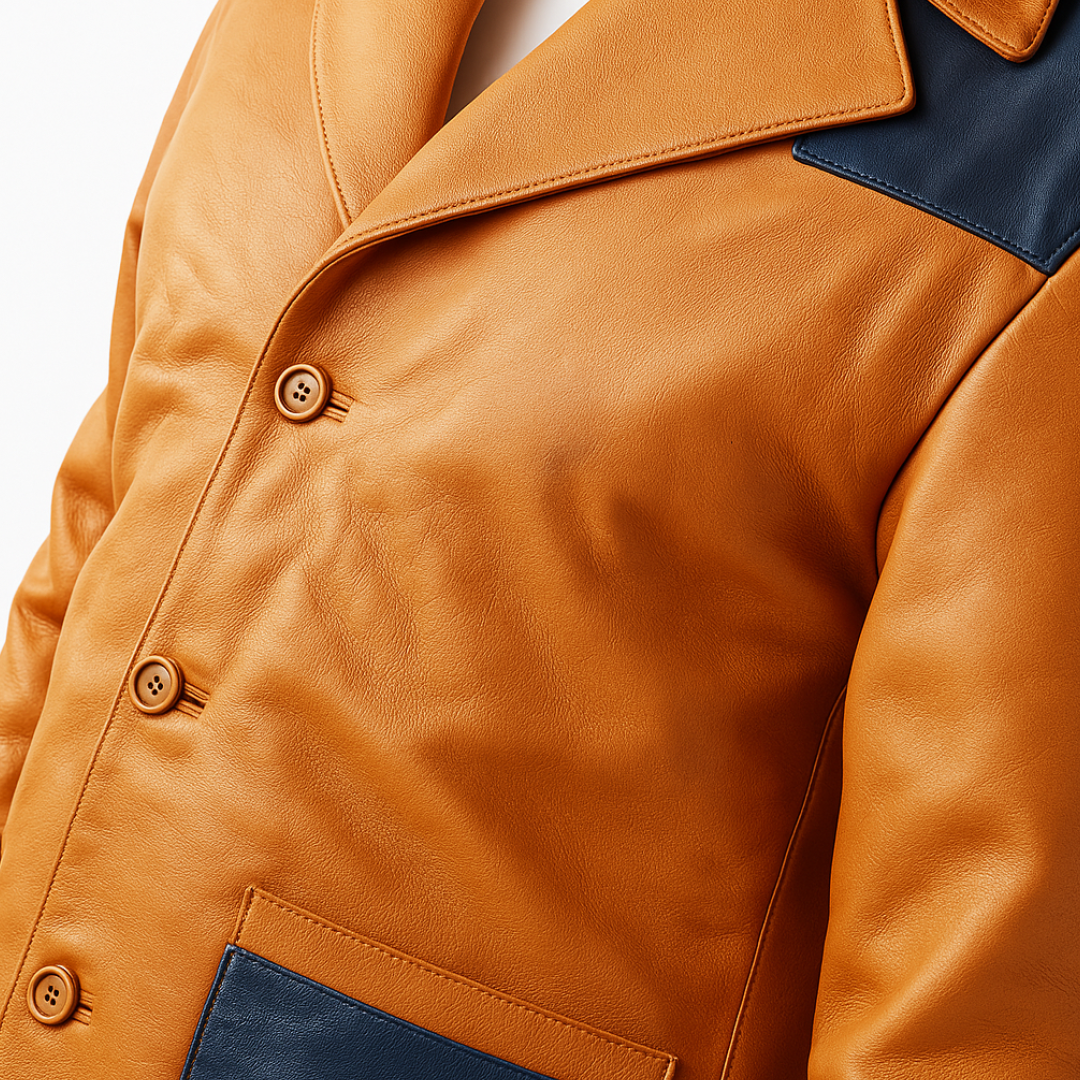 Buy Men’s Western Leather Blazer – Genuine Brown & Blue Leather Jacket