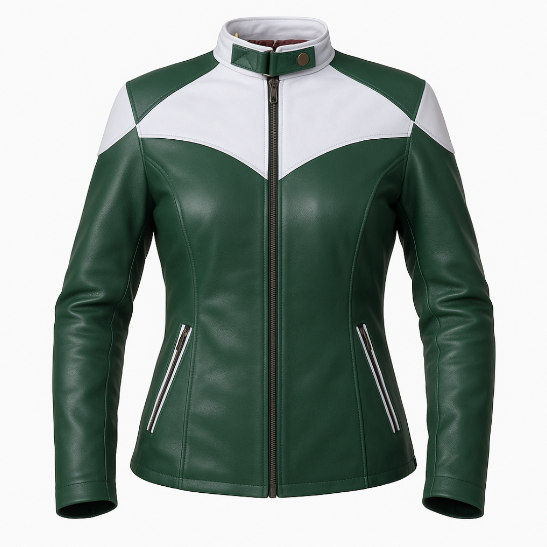 Buy Green Leather Biker Jacket – Premium Unisex Motorcycle Jacket