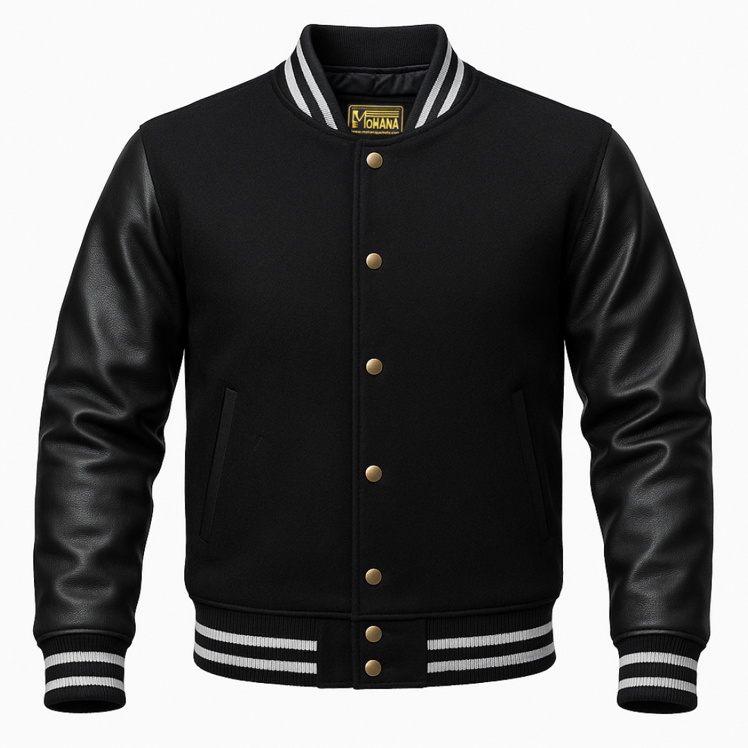 Buy Black Varsity Letterman Jacket – Premium Unisex Leather Outerwear