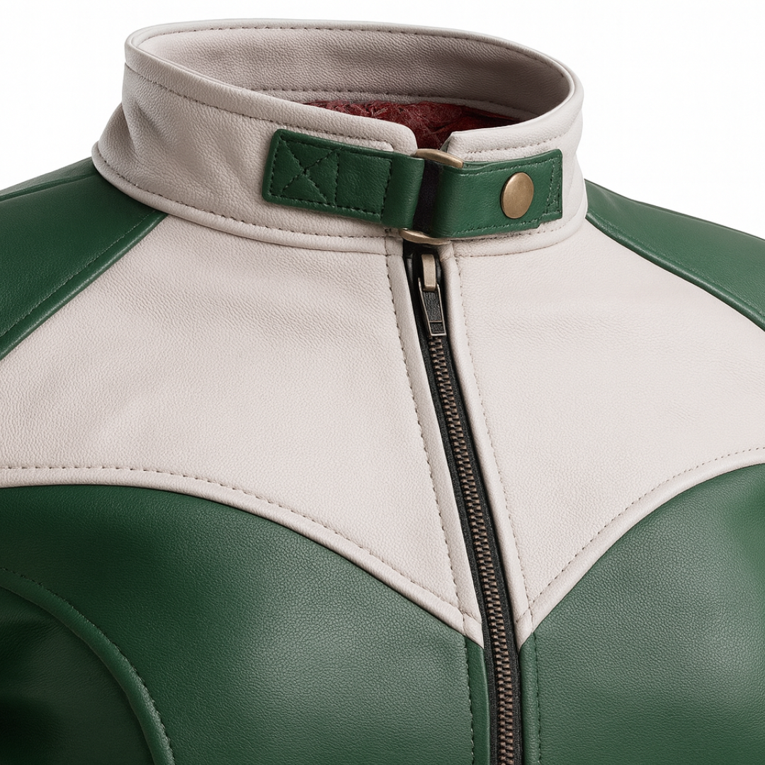 Buy Green Leather Biker Jacket – Premium Unisex Motorcycle Jacket